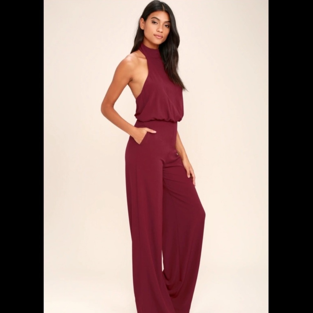 Lulus Moment For Life Jumpsuit in Wine- Size S